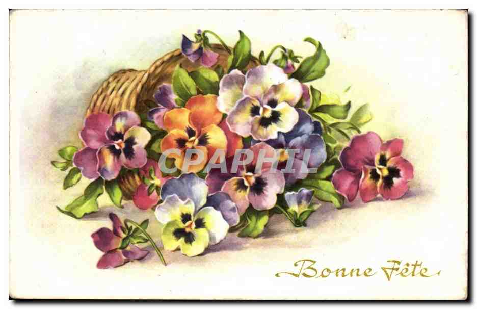 CPA FAntaisie Bonne fete Fleurs