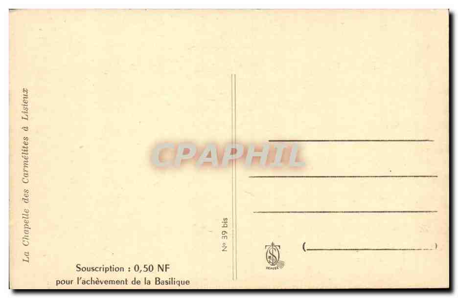 La Chapelle des Carmélites à Lisle-sur-Tarn — éditeur Drouet, n° 39 bis — Verso