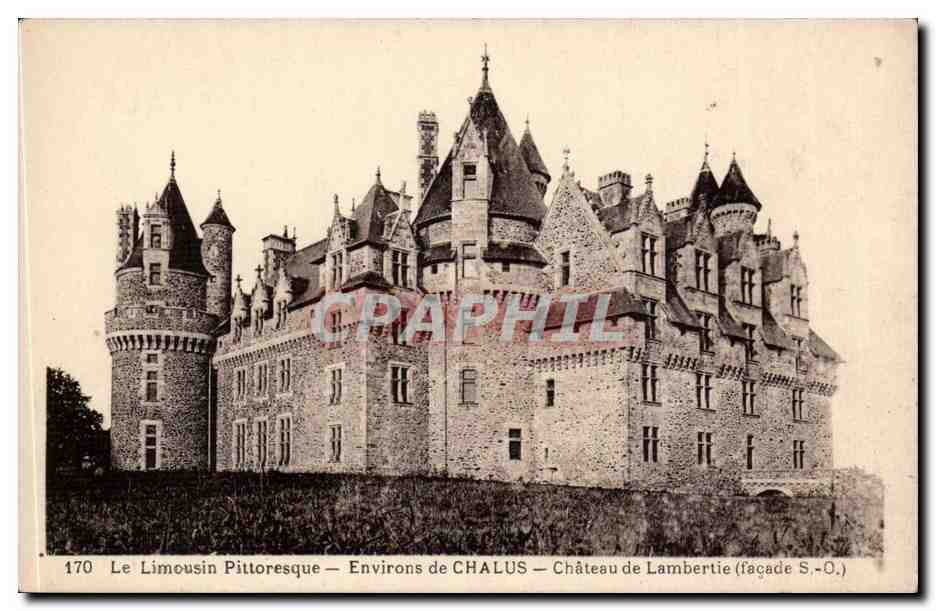 Limousin CPA Environs de Chalus Chateau de Lambertie (facade Sud Ouest) 