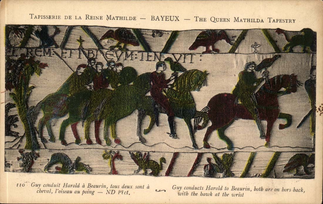 CPA Tapisserie de la Reine Mathilde Bayeux Guy conduit Harold a Beaurin