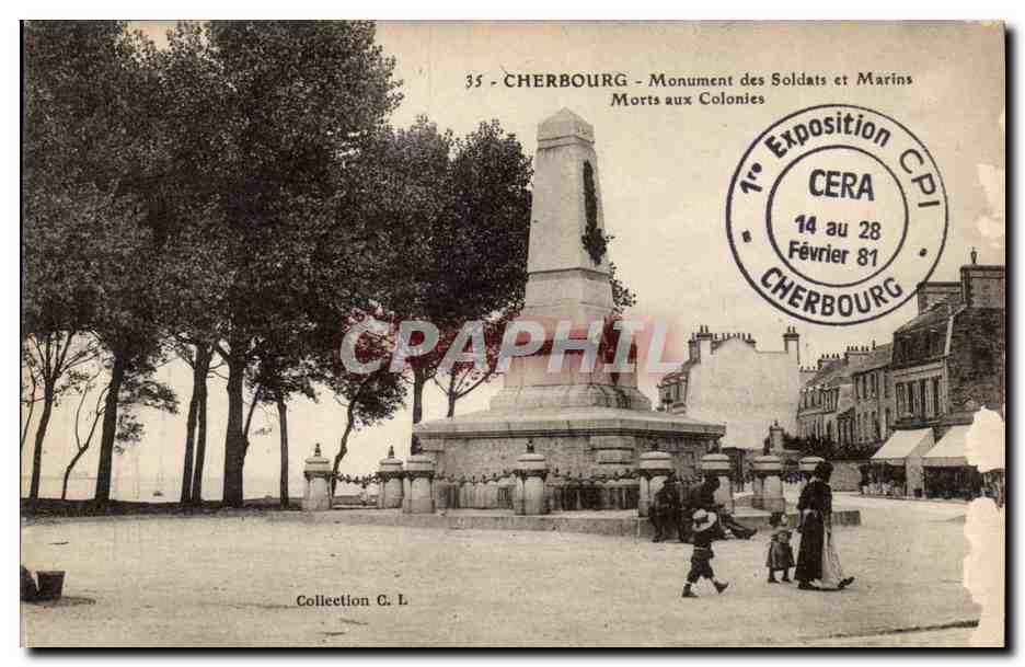 Cherbourg - Monument des Soldats et Marins Morts aux Colonies — Exposition CERA, février 1881