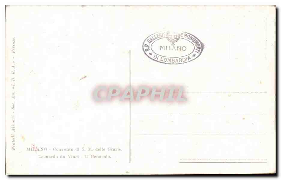 CPA Italie Italia Convento di S M Delle Grazie Leonardo da Vinci Il Cenacolo — Verso
