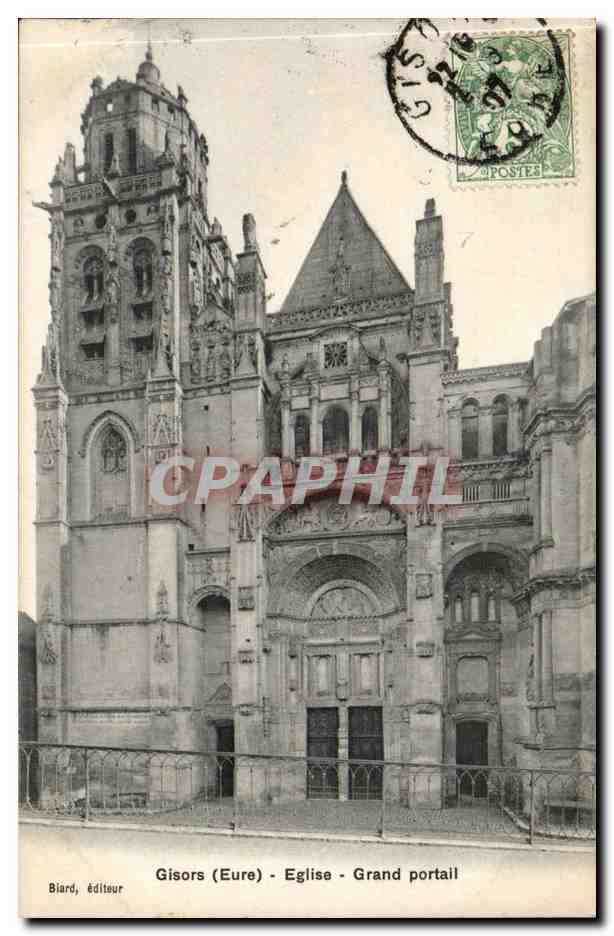 Gisors CPA Eglise Grand portail