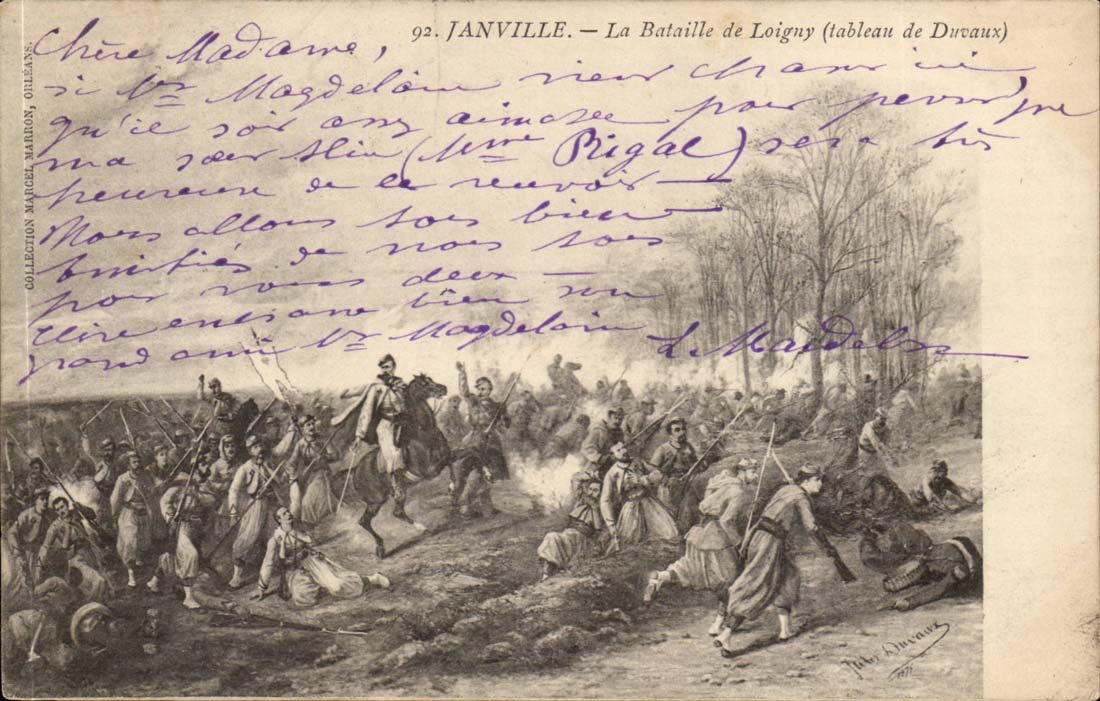 Janville CPA La bataille de Loigny (tableau de Duvaux)
