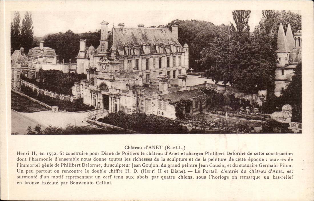 Château d'Anet (E.-et-L.) — vue du château avec description des œuvres d'art — Cliché G. Foucault - Dreux