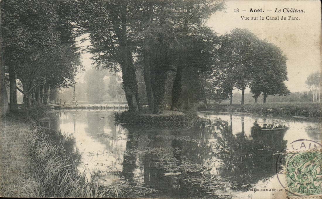 Anet CPA Le chateau Veus ur le canal du parc
