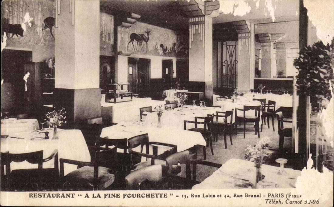 CPA Restaurant A la fine fourchette 13 rue Labie et 42 rue BRunel Paris 