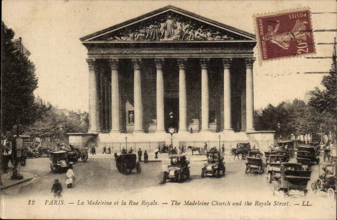 Paris CPA la Madeleine et la rue Royale