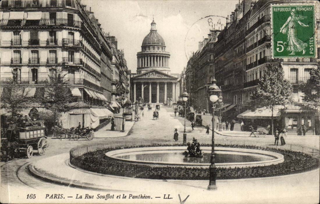 Paris CPA La rue Soufflot et le Pantheon 
