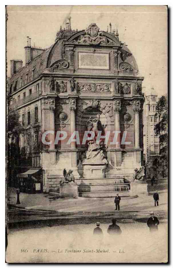 Paris CPA La fontaine Saint Michel 
