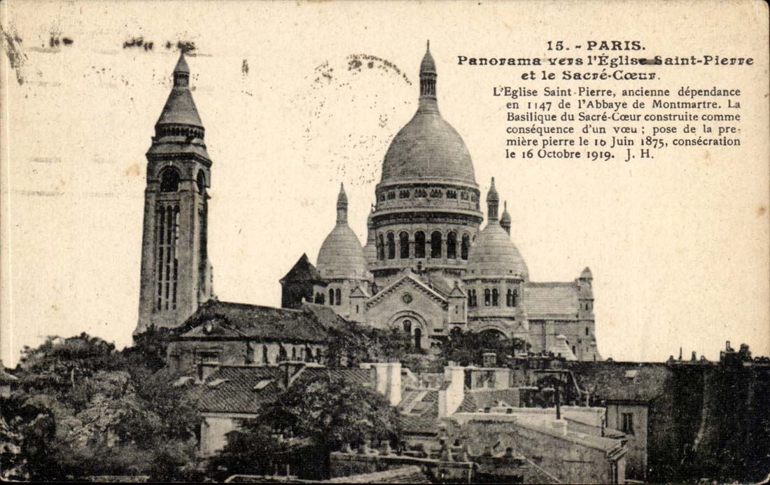 Paris CPA Basilique du Sacre Coeur de Montmartre Panorama vers l'eglise Saint Pierre et le SAcre Coeur
