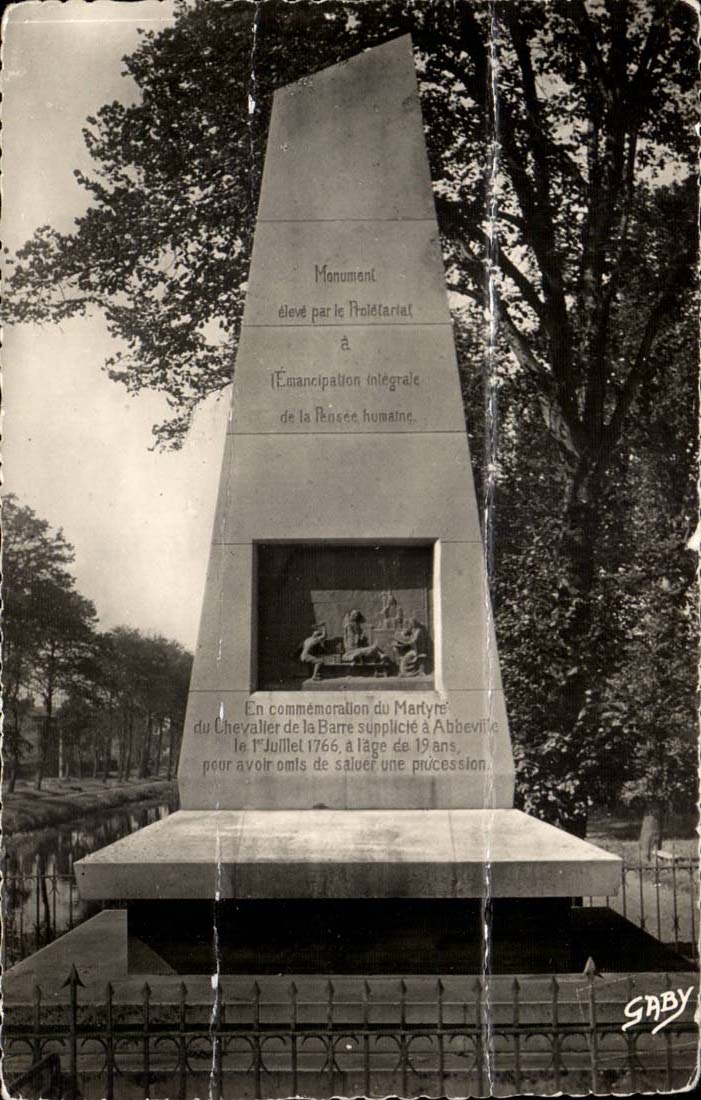 Monument du Chevalier de la Barre à Abbeville — édité par Gaby, Nantes