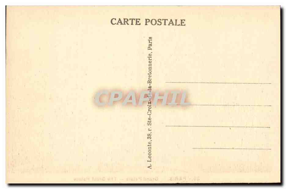 Paris CPA Grand palais  — Verso