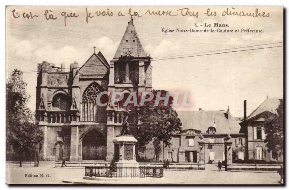 Le Mans CPA Eglise Notre Dame de la Couture et prefecture