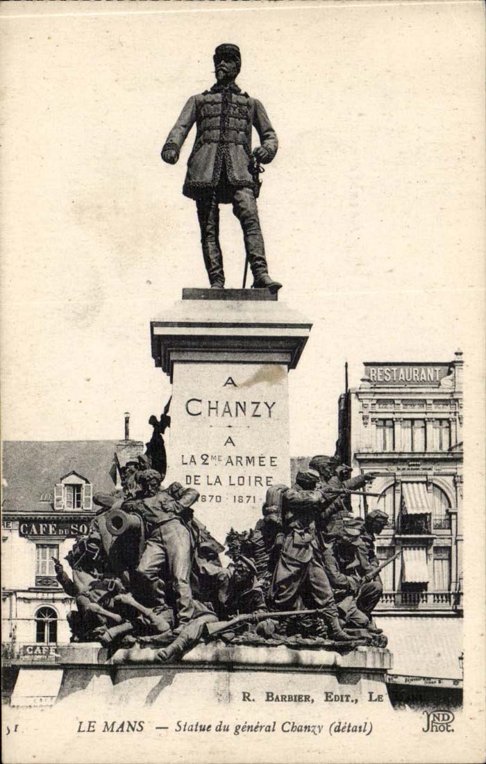 Le mans CPA Statue du general Chanzy (detail)