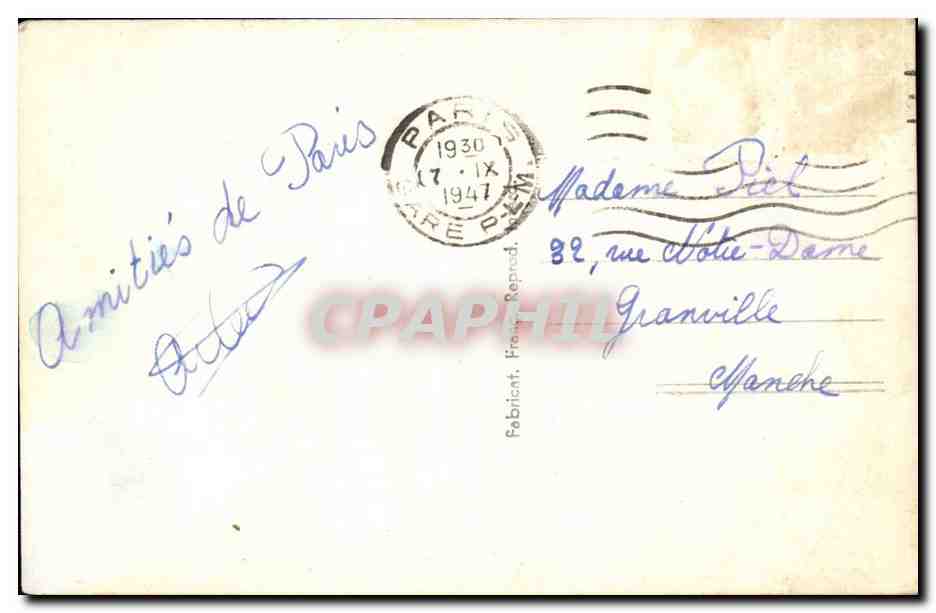 Paris CPM La bourse — Verso
