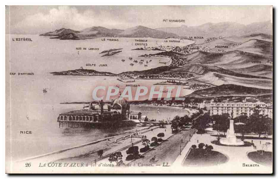Nice CPA La Cote d'Azur a vol d'oiseau de Nice a Cannes