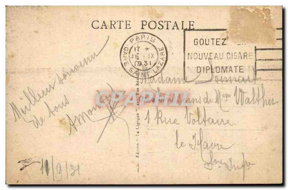 Paris CPA La Madeleine  — Verso