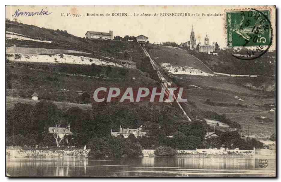 Environs de Rouen CPA Le coteau de Bonsecours et le funiculaire