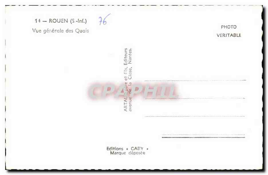 Rouen CPM Vue generale des quais — Verso