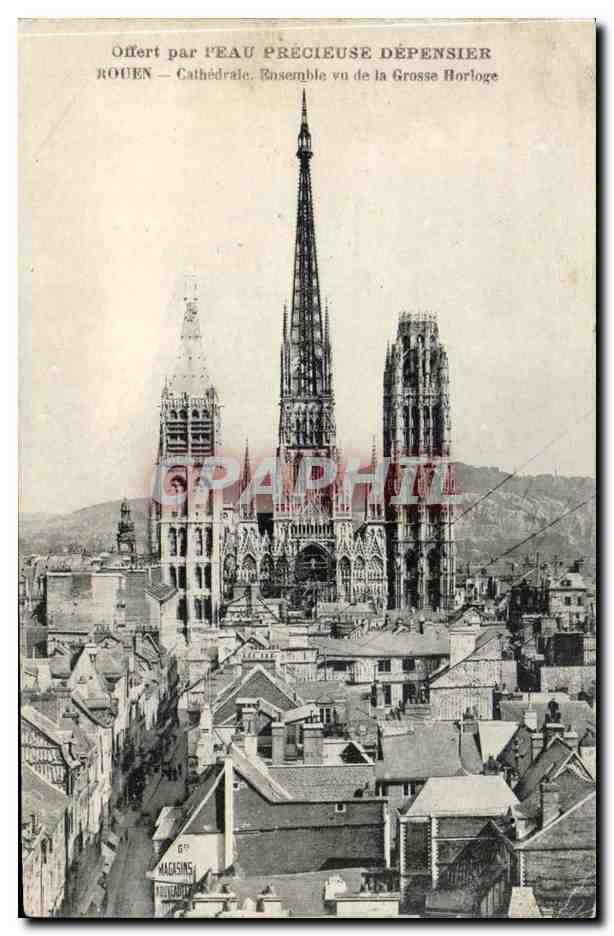 Rouen CPA la cathedrale Ensemble vu de la grosse horloge