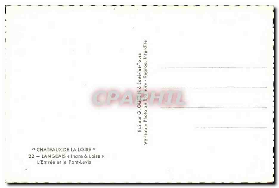 Langeais CPA L'entree et le pont levis — Rückseite
