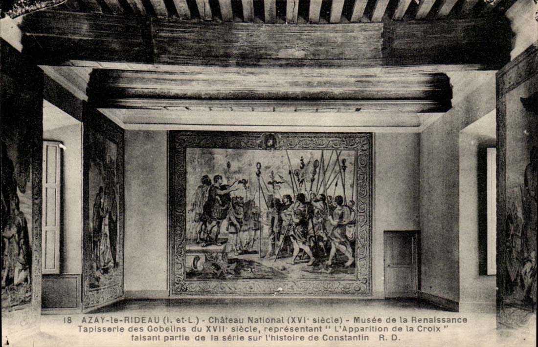 Azay le Rideau CPA Chateau national Musee de la Renaissance Tapisserie des Gobelins