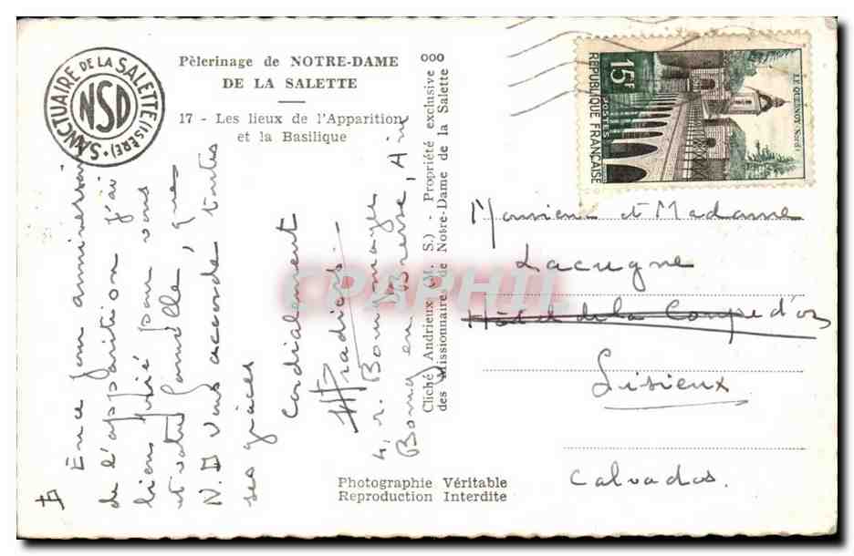 Sanctuaire de Notre-Dame de la Salette — Pèlerinage — Éditeur NSD (1932) — Reverso