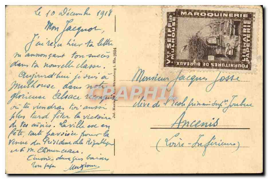 Entrée de la ville — Mulhausen i. E. — éditeur non visible — Verso