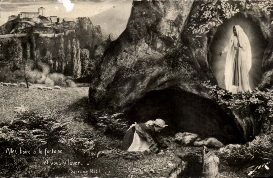Lourdes - Decouvertes de la source Miraculeuse 1858 la vierge apparut - CPA 