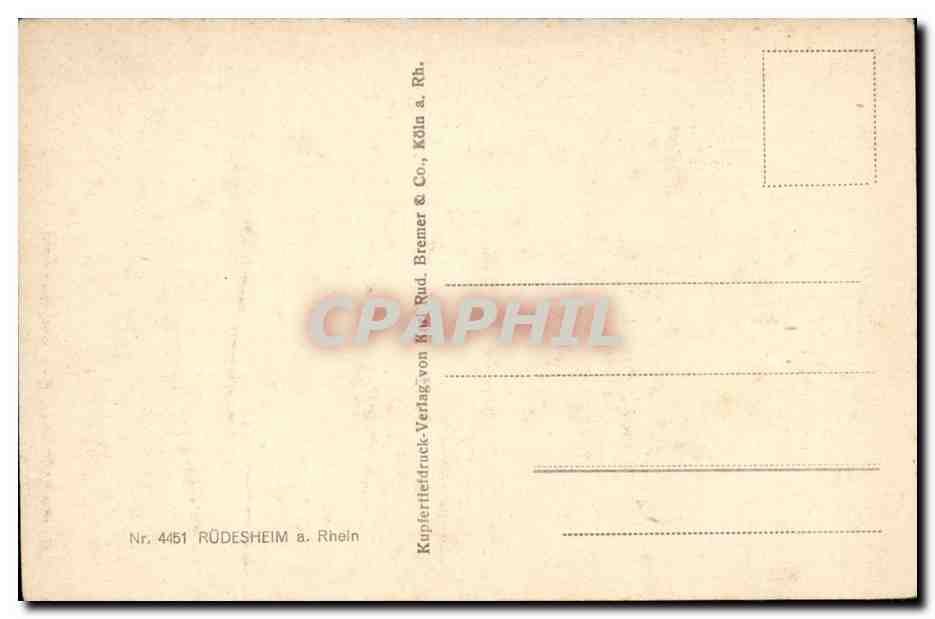 Deutschland - Allemagne - Germany - Ruedesheim am Rhein - CPA  — Rückseite