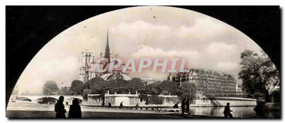 Paris - L'Ile de la Cite Notre Dame et le pont de l'Archeveche CPA 