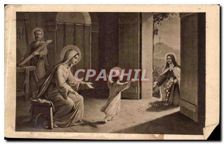 Ste Therese de L'Enfant Jesus jetant des fleurs sous les pas allegorical picture of inner life CPA 
