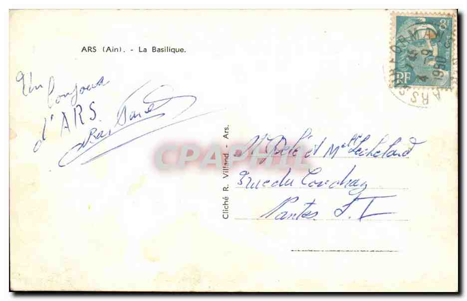 ARS (Ain) - La Basilique — cliché R. Villand, n° non visible — Verso