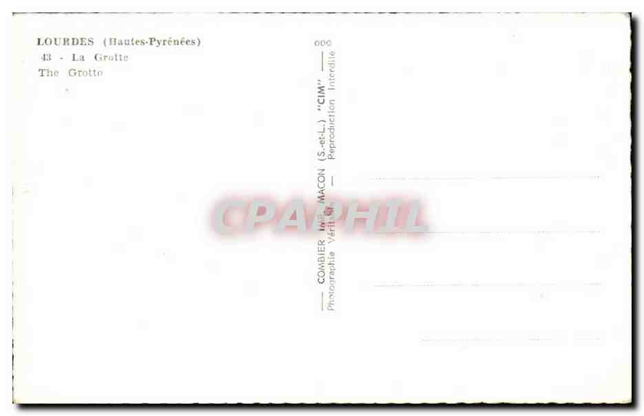 Lourdes - La Grotte - CPA  — Verso
