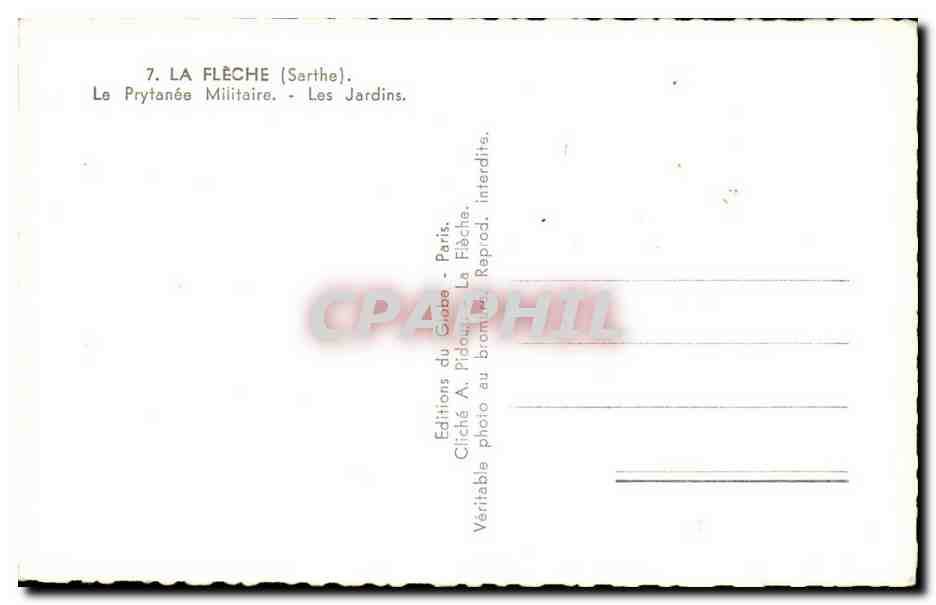 La Fleche - Le Prytanee Militaire - Les Jardins - CPA  — Rückseite