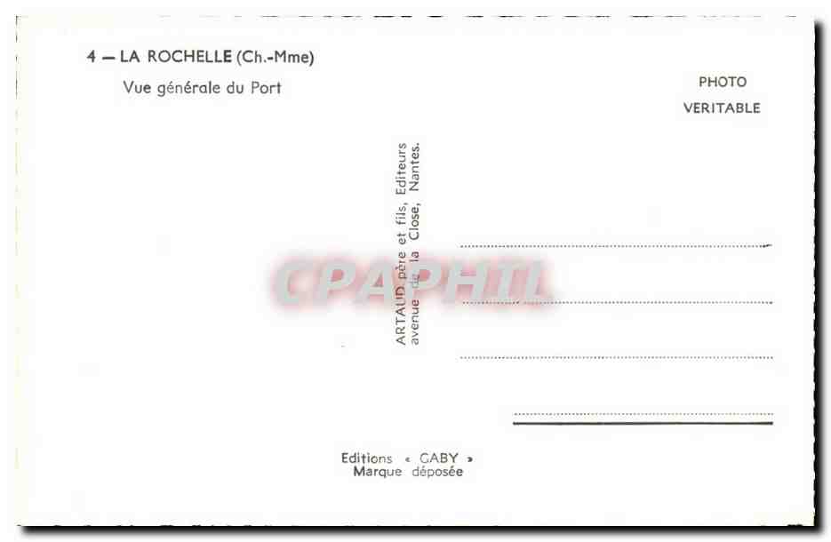La Rochelle - Vue generale du Port - CPA  — Rückseite