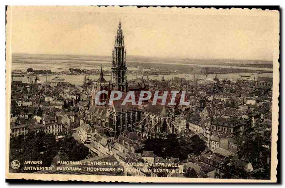 Anvers — Panorama de la cathédrale et du coude de l'Austrieweel — Ern. Thill, Bruxelles, n° 31