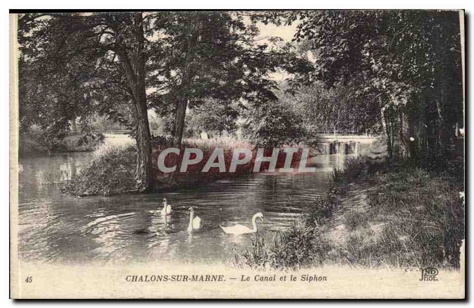 chalons sur Marn - Le Canal et le Siphon - Cygnes - CPA 