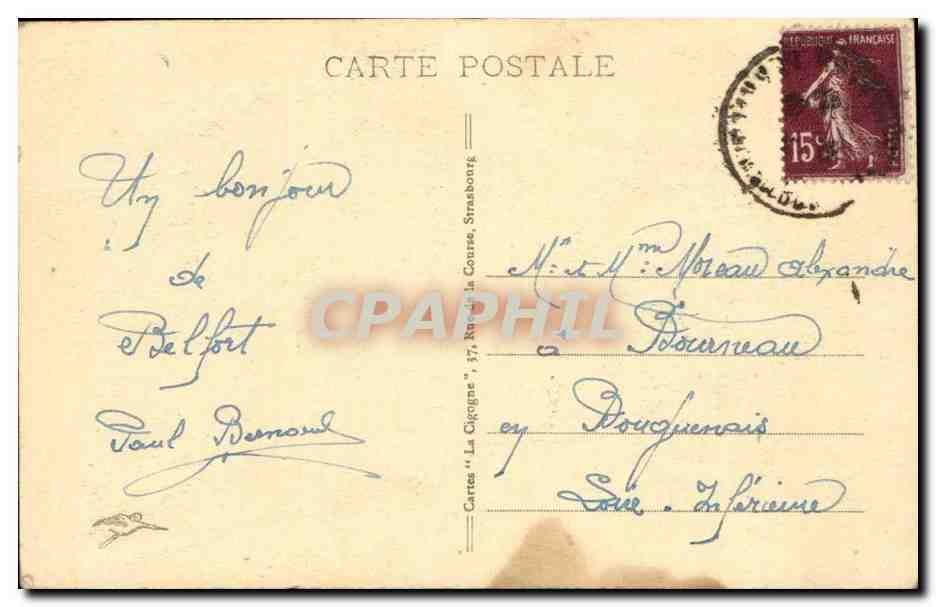 Belfort - Monuments aux Morts de la Grande Guerre - CPA  — Verso