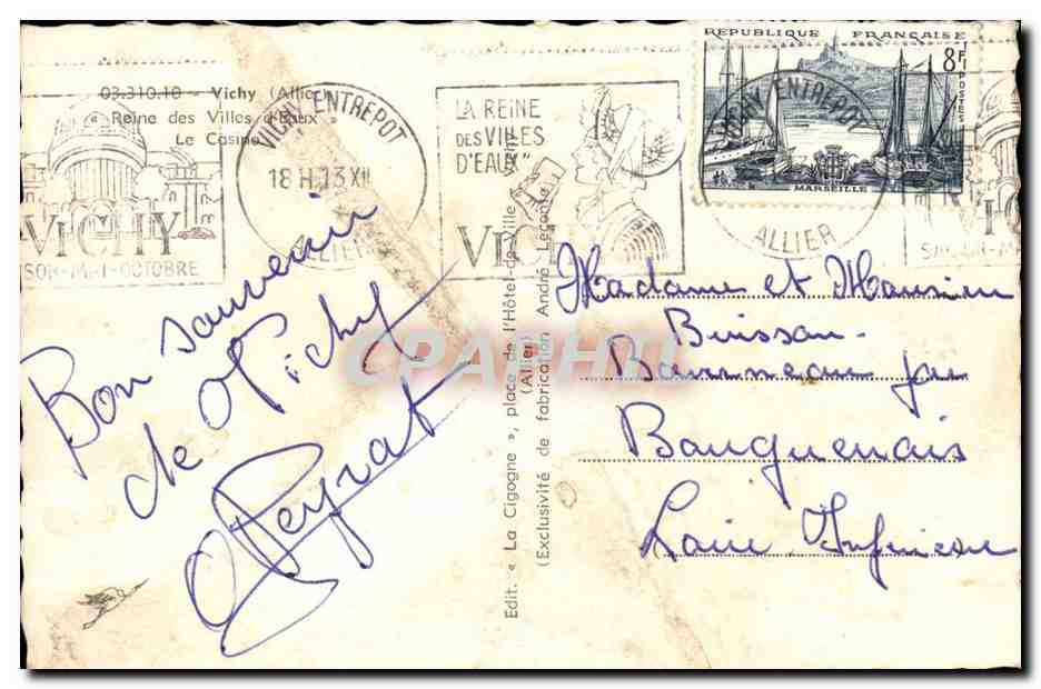 Vichy - Reine des Villes - CPA  — Verso