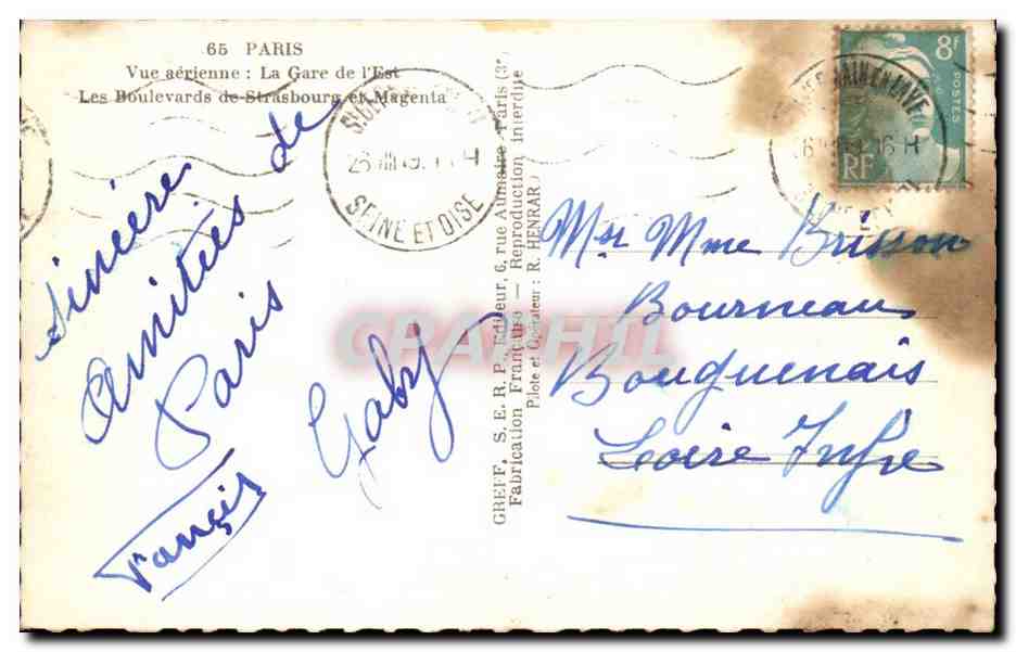 Paris - 10 - gare de l'est Les Boulevrds de Strasbourg et Magenta- CPA  — Rückseite