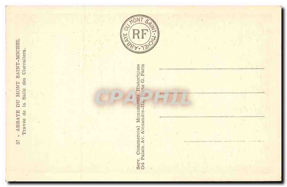 Le Mont Saint Michel - Travee de la Salle des Chevaliers - CPA  — Verso