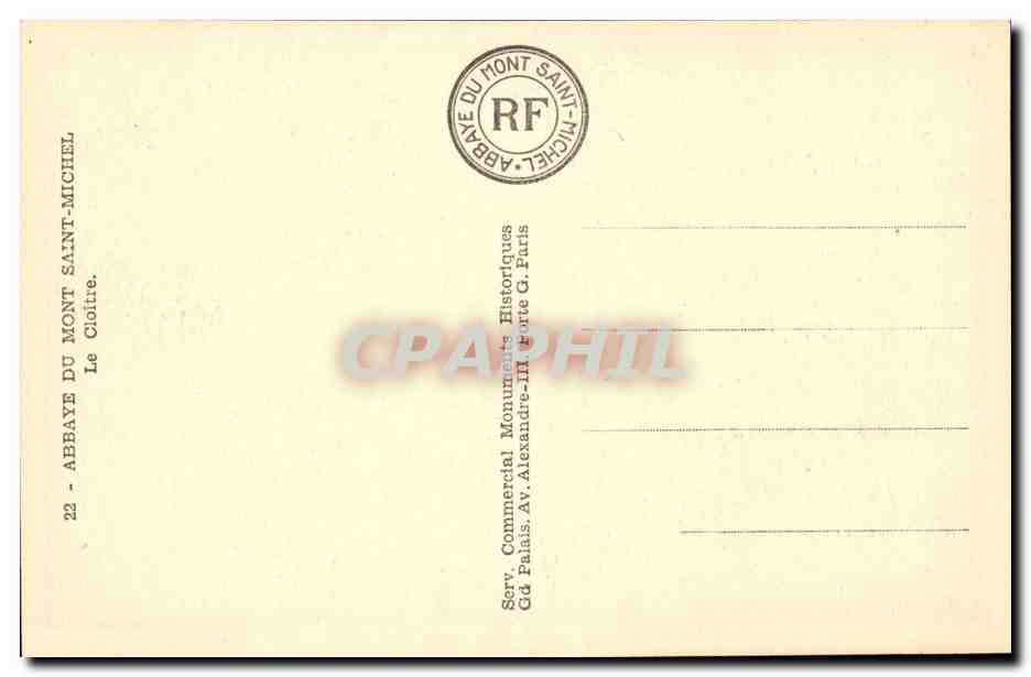 Le Mont Saint Michel - Le Cloitre - CPA  — Verso