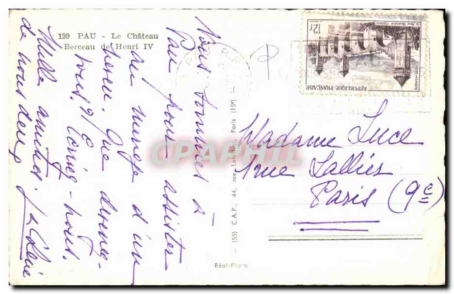 Pau - Le chateau - Berceau de Henri IV - CPA  — Verso