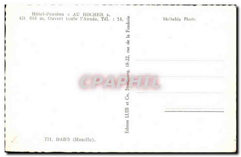 Dabo - Hotel Pension Au Rocher Alt 654 m Ouvert toute L'Annee - CPA  — Back