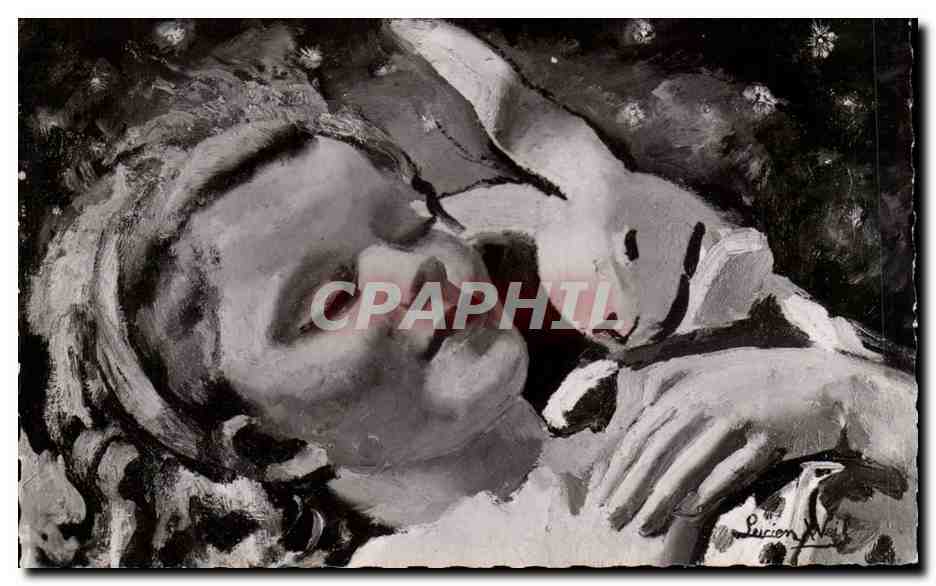 Fantaisie - Enfants avec lapin - child snugging with rabbit - CPA 