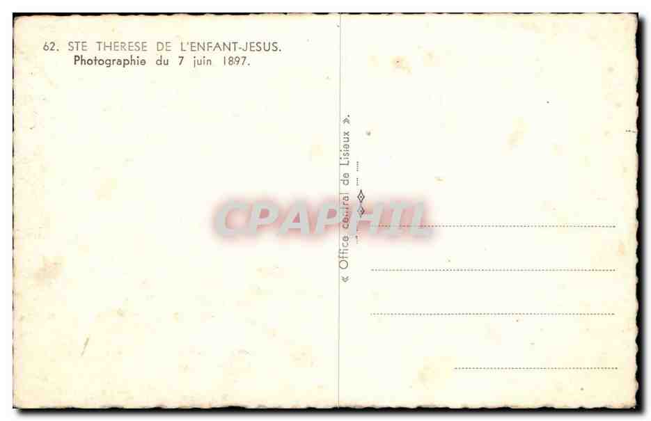 Ste These de L'Enfant Hesus - Photographie du Juin 1897 - CPA  — Rückseite