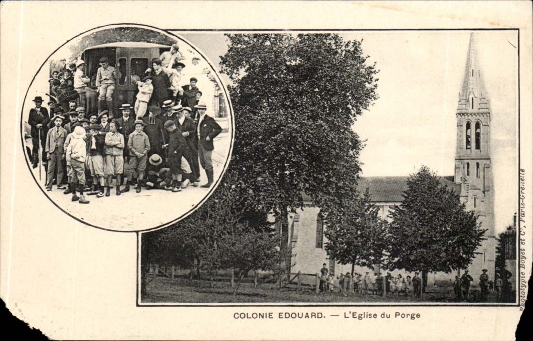 Fantaisie - Enfants - Colonie Edouard - L'Eglise du Porge CPA 