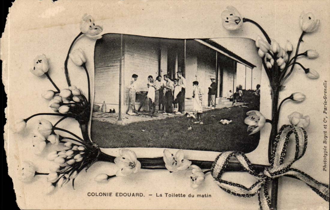Fantaisie - Enfants - Colonie Edouard - La Toilette du Matin - fleurs CPA 
